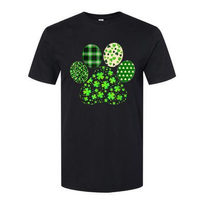 Irish Cute Dog Paw Clovers St Patricks Day Lucky Shamrock Softstyle CVC T-Shirt