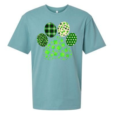 Irish Cute Dog Paw Clovers St Patricks Day Lucky Shamrock Sueded Cloud Jersey T-Shirt