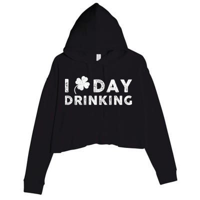 I Clover Day Drinking St Patrick Day Funny Crop Fleece Hoodie