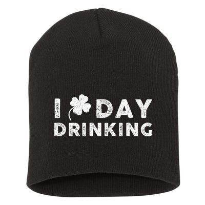 I Clover Day Drinking St Patrick Day Funny Short Acrylic Beanie