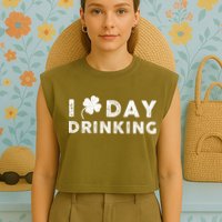 I Clover Day Drinking St Patrick Day Funny Garment-Dyed Women's Muscle Tee