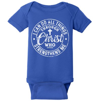 I Can Do All Things Through Christ Butterfly Art Religious Gift Baby Bodysuit