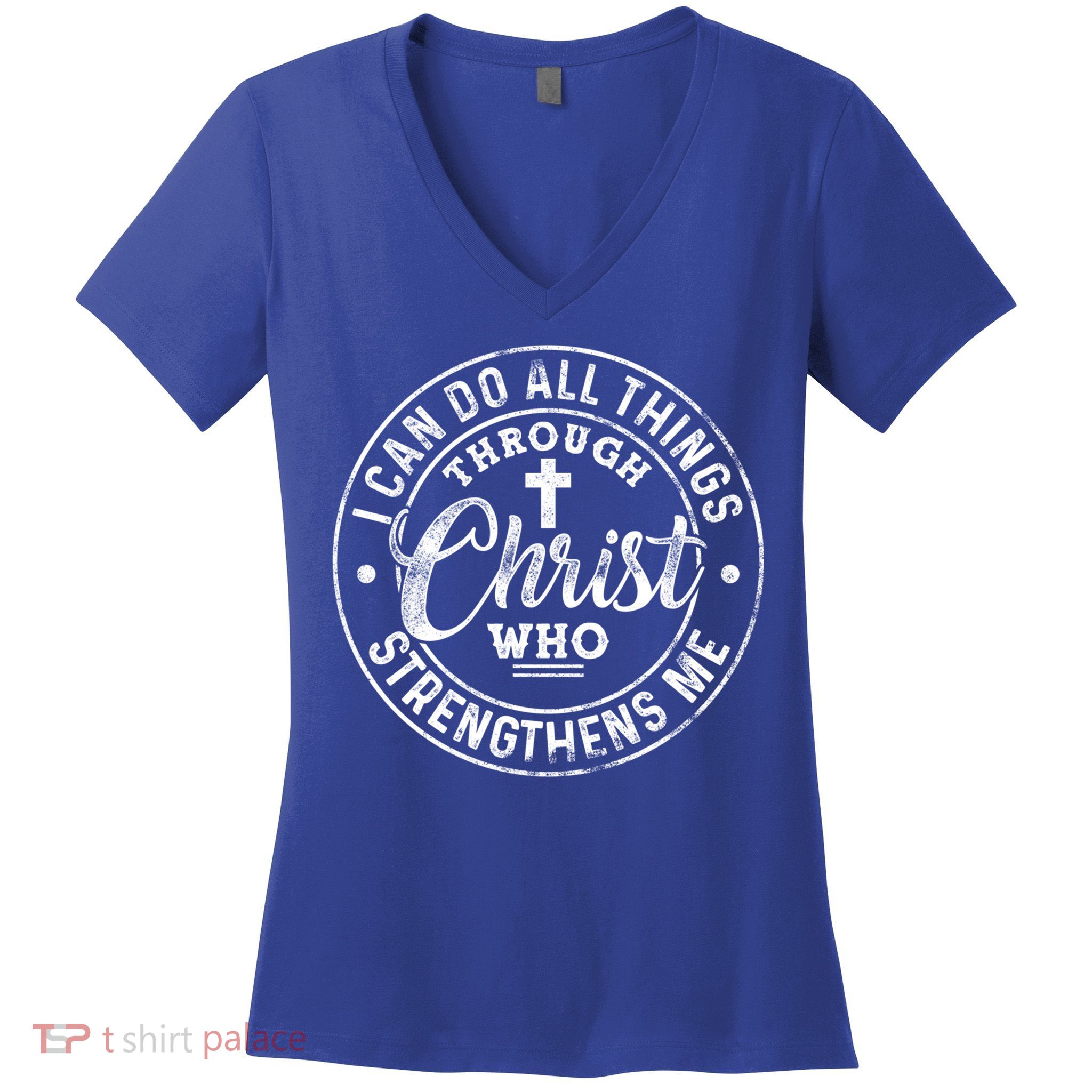 I Can Do All Things Through Christ Butterfly Art Religious Gift Women's V-Neck T-Shirt
