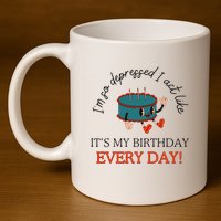 I Can Do It With A Broken Heart IM So Depressed Act Like ItS My Birthday Every 11oz C Handle Ceramic Mug