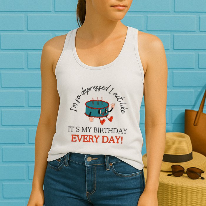 I Can Do It With A Broken Heart IM So Depressed Act Like ItS My Birthday Every Womens Tank Top