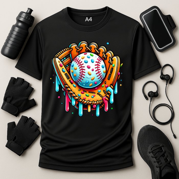 Ice Cream Drip Baseball Stuff Baseball Drip For Boy Graphic  Cooling Performance Crew T-Shirt