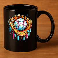 Ice Cream Drip Baseball Stuff Baseball Drip For Boy Graphic  11oz C Handle Ceramic Mug
