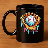Ice Cream Drip Baseball Stuff Baseball Drip For Boy Graphic  11oz C Handle Ceramic Mug