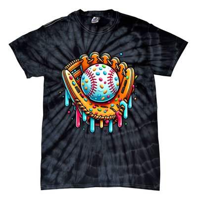 Ice Cream Drip Baseball Stuff Baseball Drip For Boy Graphic  Tie-Dye T-Shirt