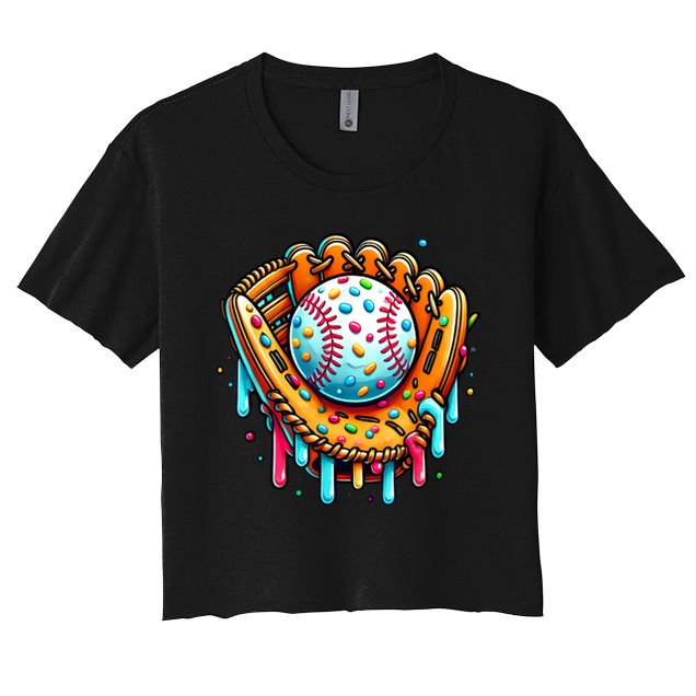 Ice Cream Drip Baseball Stuff Baseball Drip For Boy Graphic  Women's Crop Top Tee