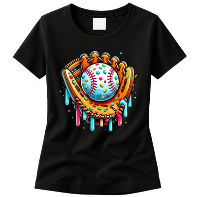 Ice Cream Drip Baseball Stuff Baseball Drip For Boy Graphic  Womens T-Shirt