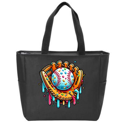 Ice Cream Drip Baseball Stuff Baseball Drip For Boy Graphic  Zip Tote Bag