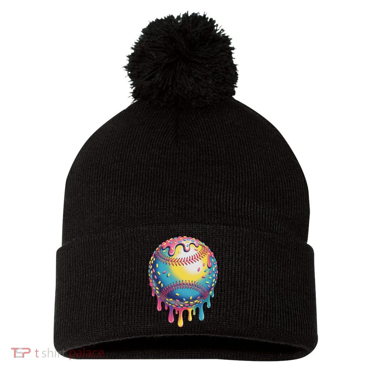 Ice Cream Drip Baseball Stuff Baseball Drip For Pom Pom 12in Knit Beanie