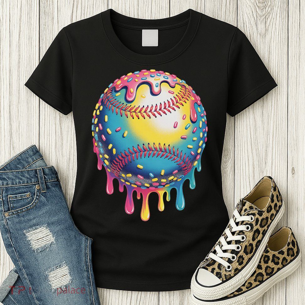 Ice Cream Drip Baseball Stuff Baseball Drip For Womens T-Shirt
