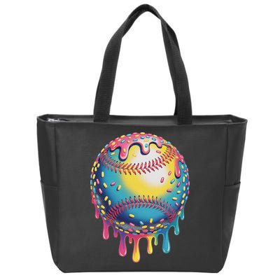 Ice Cream Drip Baseball Stuff Baseball Drip For Zip Tote Bag