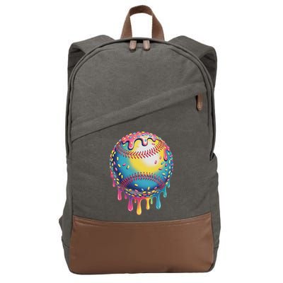 Ice Cream Drip Baseball Stuff Baseball Drip For Cotton Canvas Backpack