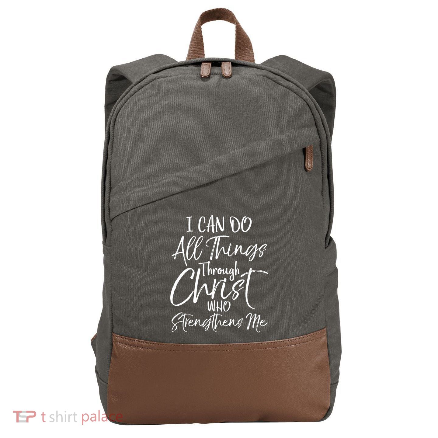 I Can Do All Things Through Christ Who Strengthens Me Funny Gift Cotton Canvas Backpack