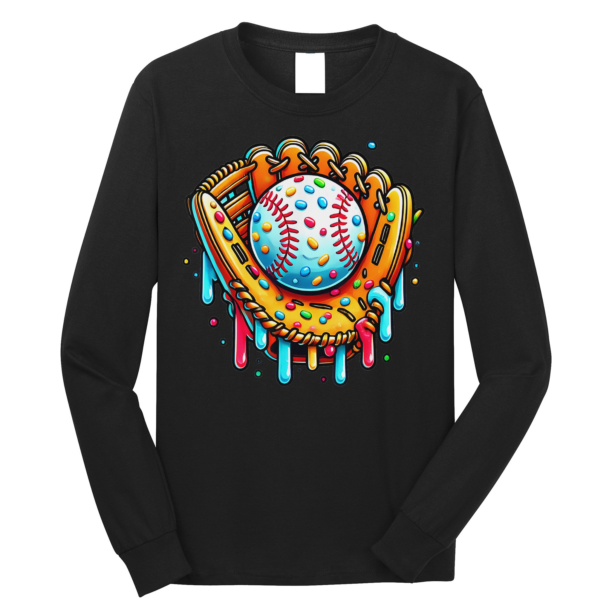 Ice Cream Drip Baseball Stuff Baseball Drip For Long Sleeve Shirt