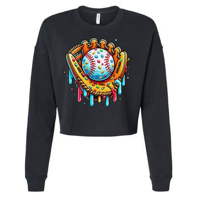 Ice Cream Drip Baseball Stuff Baseball Drip For Cropped Pullover Crew