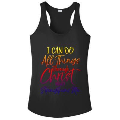 I Can Do All Things Through Christ Who Strengthens Me Gift Ladies PosiCharge Competitor Racerback Tank