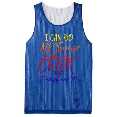 I Can Do All Things Through Christ Who Strengthens Me Gift Mesh Reversible Basketball Jersey Tank