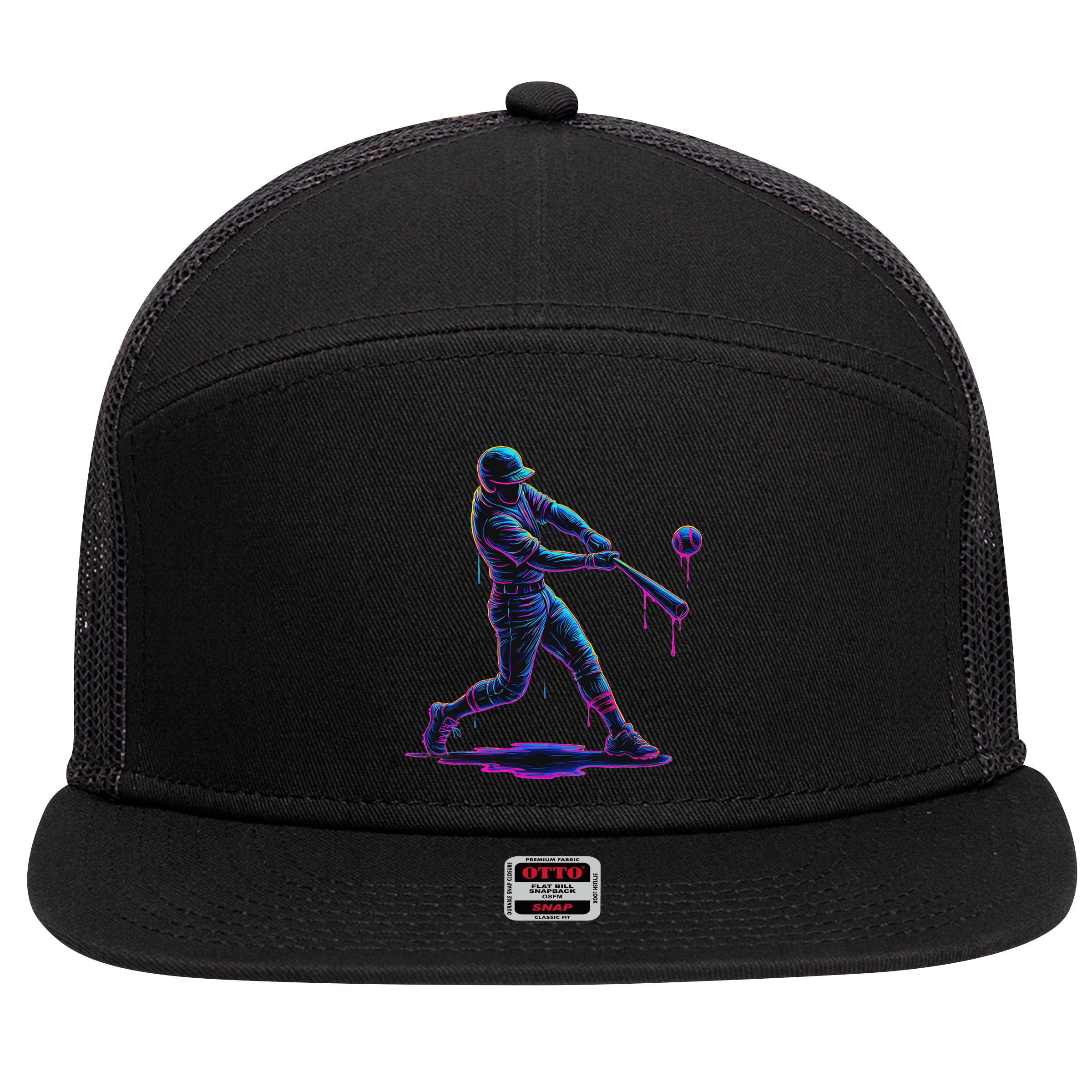 Ice Cream Drip Baseball Player Drip With Sprinkles 7 Panel Mesh Trucker Snapback Hat