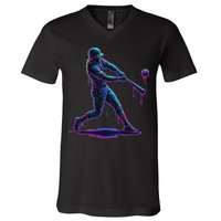 Ice Cream Drip Baseball Player Drip With Sprinkles V-Neck T-Shirt