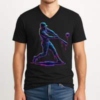 Ice Cream Drip Baseball Player Drip With Sprinkles V-Neck T-Shirt