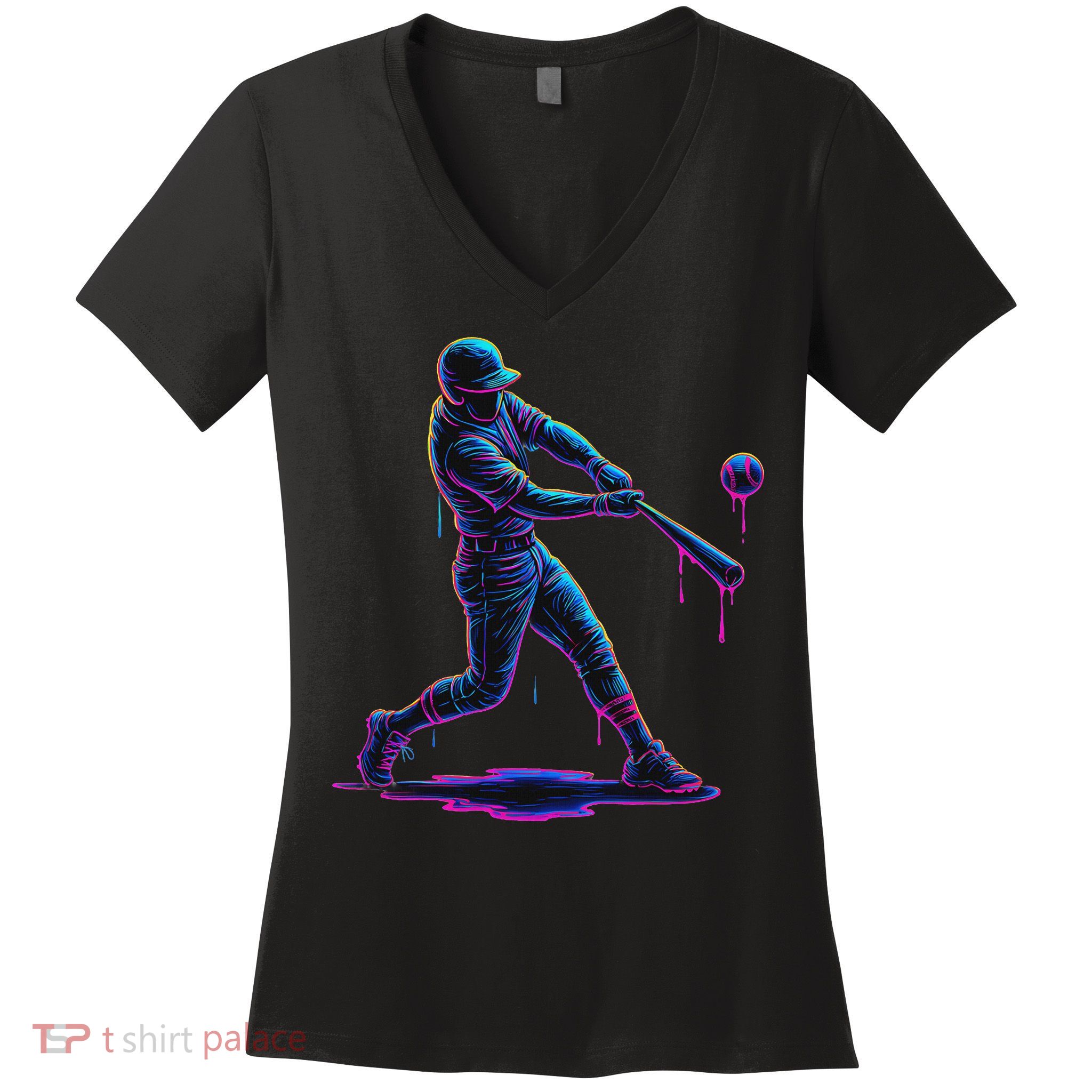 Ice Cream Drip Baseball Player Drip With Sprinkles Women's V-Neck T-Shirt