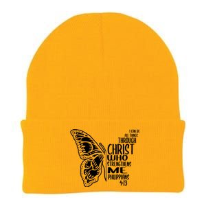 I Can Do All Things Through Christ Butterfly Knit Cap Winter Beanie