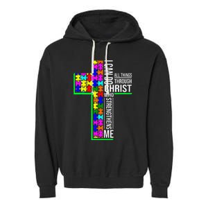 I Can Do All Things Through Christ Cross Art - Religious Garment-Dyed Fleece Hoodie