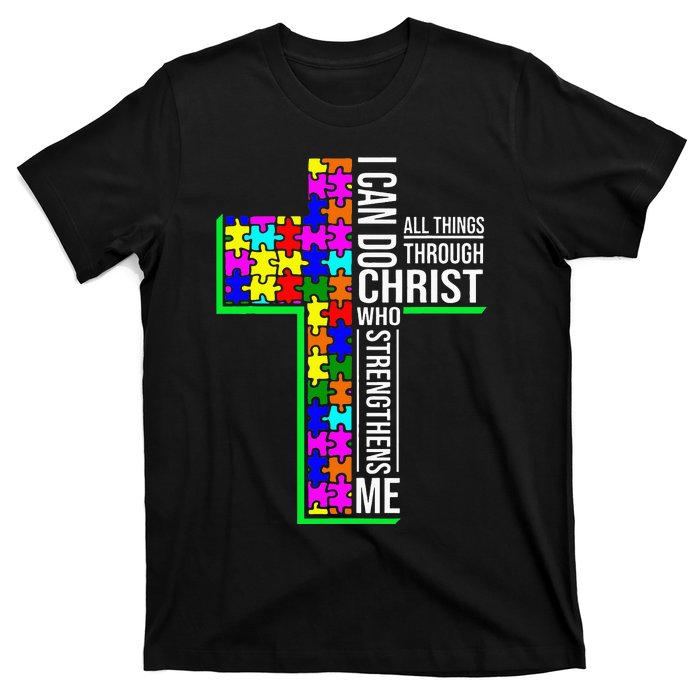 I Can Do All Things Through Christ Cross Art - Religious T-Shirt