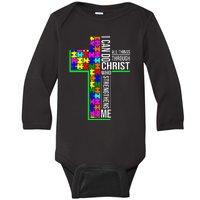 I Can Do All Things Through Christ Cross Art - Religious Baby Long Sleeve Bodysuit