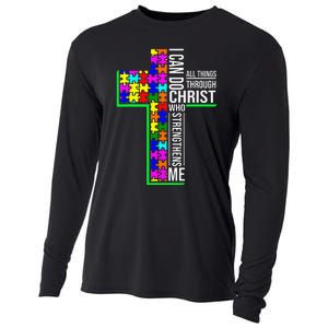 I Can Do All Things Through Christ Cross Art - Religious Cooling Performance Long Sleeve Crew