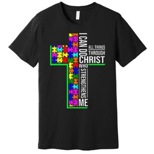 I Can Do All Things Through Christ Cross Art - Religious Premium T-Shirt