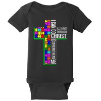 I Can Do All Things Through Christ Cross Art - Religious Baby Bodysuit