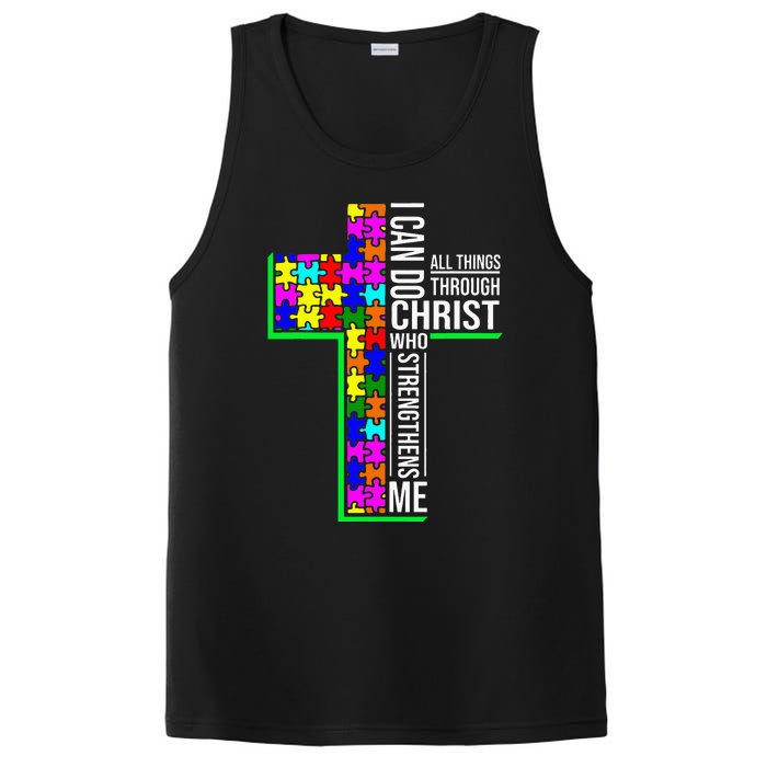 I Can Do All Things Through Christ Cross Art - Religious PosiCharge Competitor Tank