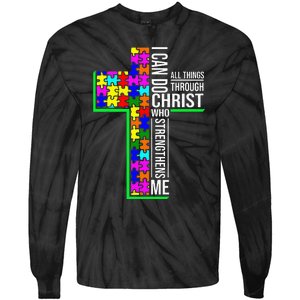 I Can Do All Things Through Christ Cross Art - Religious Tie-Dye Long Sleeve Shirt