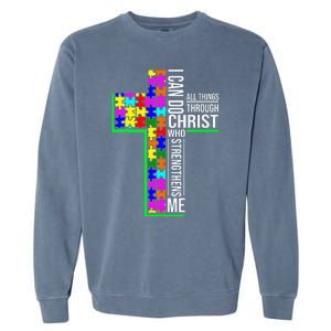 I Can Do All Things Through Christ Cross Art - Religious Garment-Dyed Sweatshirt