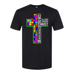 I Can Do All Things Through Christ Cross Art - Religious Softstyle CVC T-Shirt