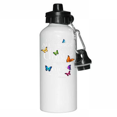 I Can Do All Things Through Christ Butterfly Art Gift Religious Gift Aluminum Water Bottle