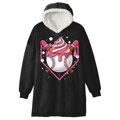 Ice Cream Drip Baseball Stuff Stuff Baseball Hooded Wearable Blanket