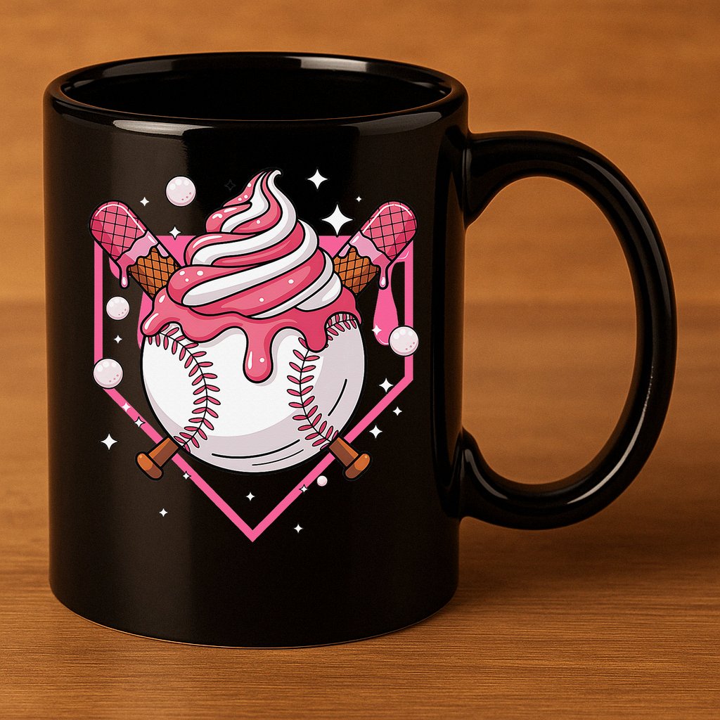 Ice Cream Drip Baseball Stuff Stuff Baseball 11oz C Handle Ceramic Mug