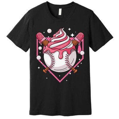 Ice Cream Drip Baseball Stuff Stuff Baseball Premium T-Shirt