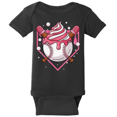 Ice Cream Drip Baseball Stuff Stuff Baseball Baby Bodysuit