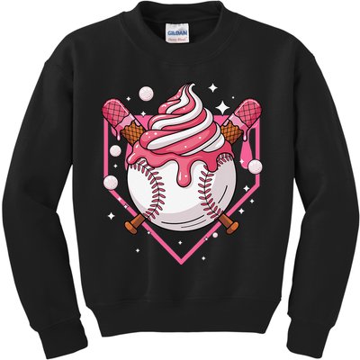Ice Cream Drip Baseball Stuff Stuff Baseball Kids Sweatshirt