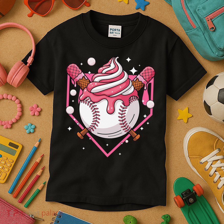 Ice Cream Drip Baseball Stuff Stuff Baseball Kids T-Shirt