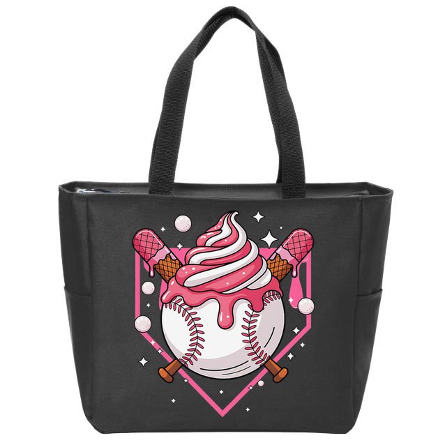 Ice Cream Drip Baseball Stuff Stuff Baseball Zip Tote Bag