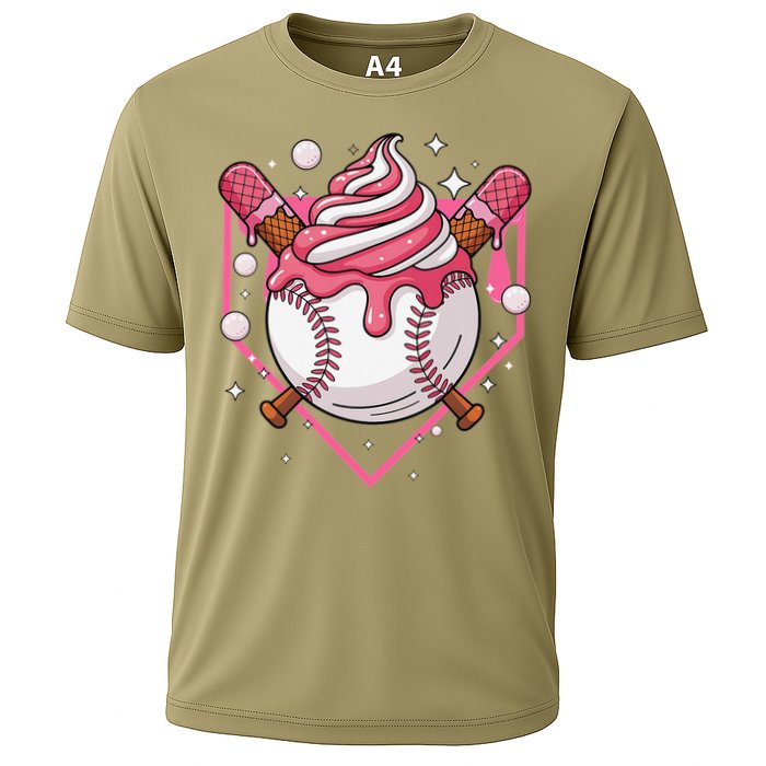 Ice Cream Drip Baseball Stuff Stuff Baseball Cooling Performance Crew T-Shirt