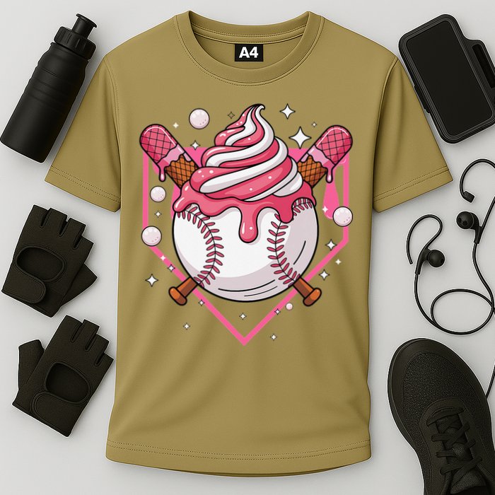 Ice Cream Drip Baseball Stuff Stuff Baseball Cooling Performance Crew T-Shirt